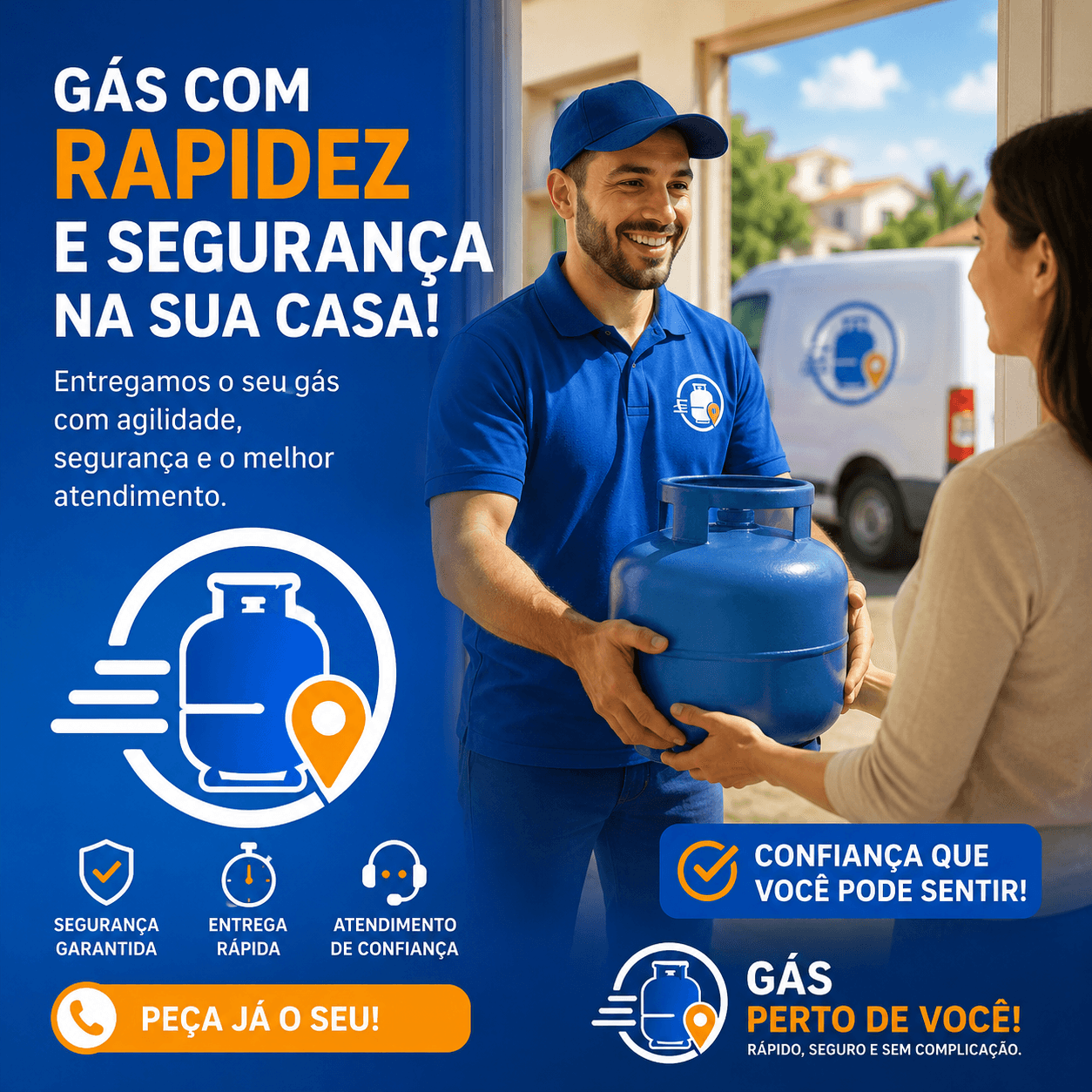 Entregador de gás com botijões